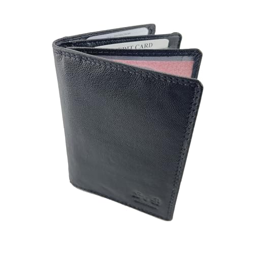 BUFFALO HILL L&B Collection Ausweis Hülle I Rindsleder Mappe I Echtleder Case I Hochformat Herren Etui I RFID-Schutz I Führerschein I Kreditkarte I 11 Fächer I 2397 (Schwarz) von BUFFALO HILL