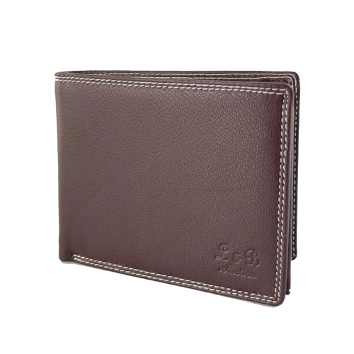 L&B Collection Echt Leder Herren Geldbörse »2339« Querformat I mit RFID Schutz I Portemonnaie Groß mit Münzfach I 7 Kartenfächer I Geldbeutel für Männer I Brieftasche Wallet Portmonee (Braun) von BUFFALO HILL