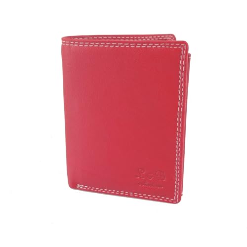 L&B Collection Echt Leder Herren Geldbörse »2340« Hochformat klein I mit RFID Schutz I Portemonnaie mit Münzfach I 5 Kartenfächer I Geldbeutel für Männer I Brieftasche Wallet Portmonee (Rot) von BUFFALO HILL