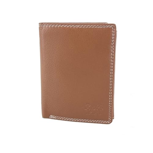 L&B Collection Echt Leder Herren Geldbörse »2340« Hochformat klein I mit RFID Schutz I Portemonnaie mit Münzfach I 5 Kartenfächer I Geldbeutel für Männer I Brieftasche Wallet Portmonee (Tan) von BUFFALO HILL