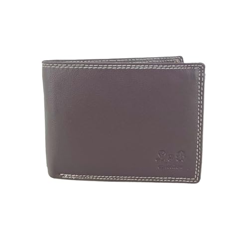 L&B Collection Echt Leder Herren Geldbörse »2341« Querformat klein I mit RFID Schutz I Portemonnaie mit Münzfach I 5 Kartenfächer I Geldbeutel für Männer I Brieftasche Wallet Portmonee (Braun) von BUFFALO HILL