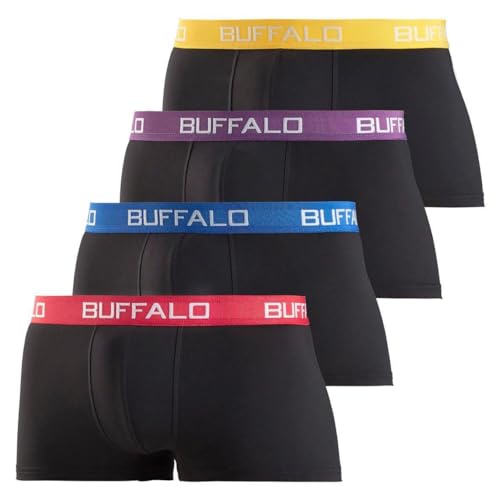 Buffalo Herren Hipster Boxershorts 4er Pack (DE/NL/SE/PL, Alphanumerisch, XXL, Regular, Regular, Schwarz-bunt) von Buffalo
