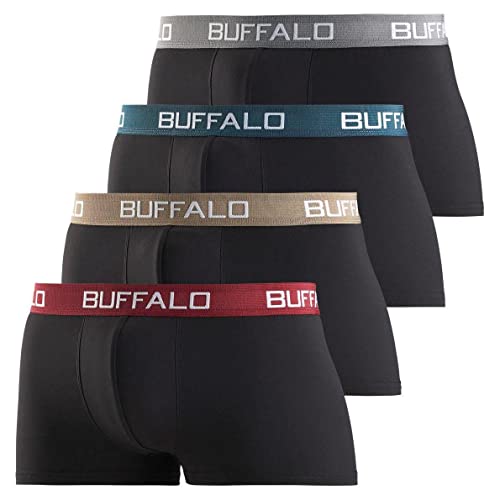 Buffalo Herren Hipster Boxershorts 4er Pack (DE/NL/SE/PL, Alphanumerisch, XXL, Regular, Regular, schwarz) von Buffalo