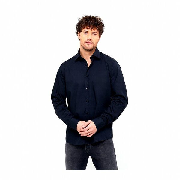 BUFFON ITALY Herren Business Hemd Bio-Baumwolle weiss schwarz Classic Fit Slim Fit von BUFFON ITALY