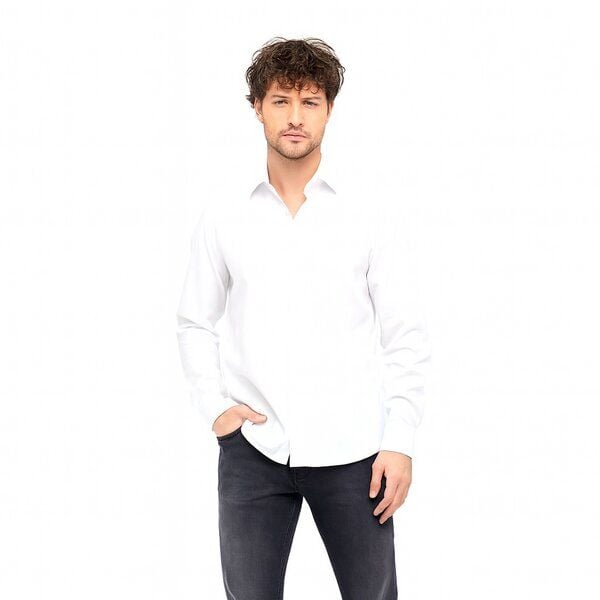 BUFFON ITALY Herren Business Hemd Bio-Baumwolle weiss schwarz Classic Fit Slim Fit von BUFFON ITALY