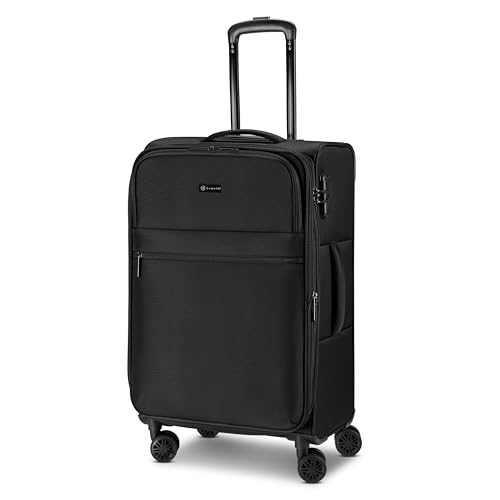 BUGATTI Check-in Koffer für Damen und Herren | mittelgroßer Trolley 41.5 x 23.5 x 65cm aus hochwertigem, flexiblem Polyester Material | Erweiterbar & Doppelrolle| Valencia Soft Serie von BUGATTI