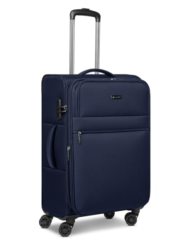BUGATTI Check-in Koffer für Damen und Herren | mittelgroßer Trolley 41.5 x 23.5 x 65cm aus hochwertigem, flexiblem Polyester Material | Erweiterbar & Doppelrolle| Valencia Soft Serie von BUGATTI