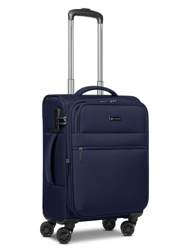 BUGATTI Kabinen-Koffer für Damen und Herren | Kleiner Cabin-Trolley 36.5 x 19.5 x 55cm aus hochwertigem, flexiblem Polyester Material | Erweiterbar & Doppelrolle| Valencia Soft Serie von BUGATTI