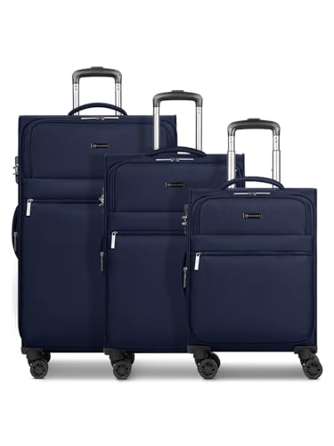 BUGATTI Koffer-Set 3-teilig für Damen und Herren | Reise-Trolleys 46.5 x 28.5 x 75cm aus hochwertigem, flexiblem Polyester Material | Erweiterbar & Doppelrolle| Valencia Soft Serie von BUGATTI