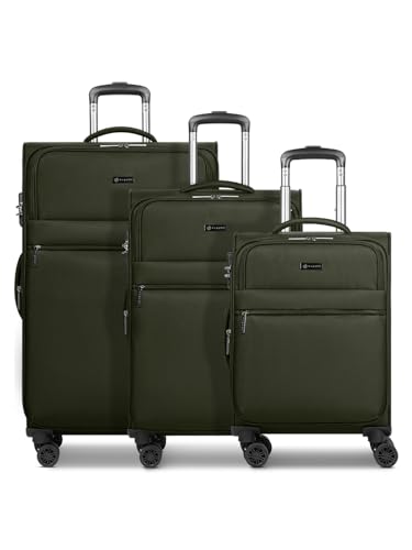 BUGATTI Koffer-Set 3-teilig für Damen und Herren | Reise-Trolleys 46.5 x 28.5 x 75cm aus hochwertigem, flexiblem Polyester Material | Erweiterbar & Doppelrolle| Valencia Soft Serie von BUGATTI
