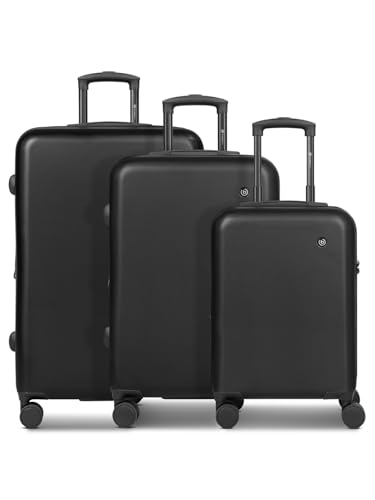 BUGATTI Koffer-Set 3-teilig für Damen und Herren | Reise-Trolleys 49 x 30 x 75 cm aus hochwertigem, stoßfestem ABS Material | Erweiterbar & TSA Schloss| Valencia 2.0 Serie von BUGATTI