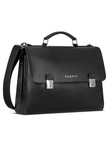 BUGATTI Valencia Aktentasche Herren Größe L | Arbeitstasche aus Leder mit 2-Hauptfächern, Handy und Laptopfach, Reißverschlussfach - Messenger Bag | 40cm x 13cm x 28.5cm von BUGATTI