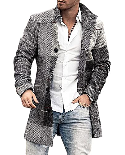 BUGGOF Mantel Herren Winter Slim Fit Casual Jacke Herren Stehkragen Mode Urban Temperament Langarm Jacke Herren Urlaub Mittlere Länge Kälte Jacke Herren DY-16 XL von BUGGOF