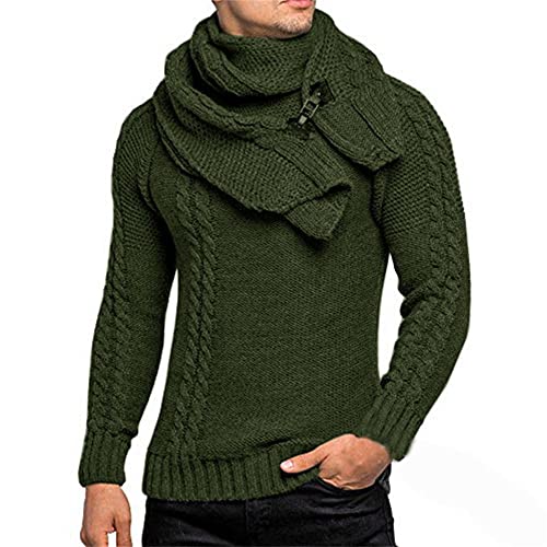 BUGGOF Pullover Herren Strickhals Abnehmbarer Pullover Mode Trend Herren Strickpullover Und Winter Neue Herren Strickwaren F-Army Green 3XL BUGGOF Pullover Herren Strickhals Abnehmbarer Pullover Mode Trend Herren Strickpullover Und Winter Neue Herren Strickwaren F-Army Green 3XL von BUGGOF