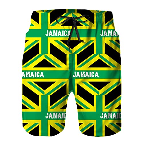 BUGKHD Jamaika Jamaika Kingdom Flag Herren Sommer Strand Shorts Athletic Trunks, Jamaika-Flagge, Weiß, L von BUGKHD