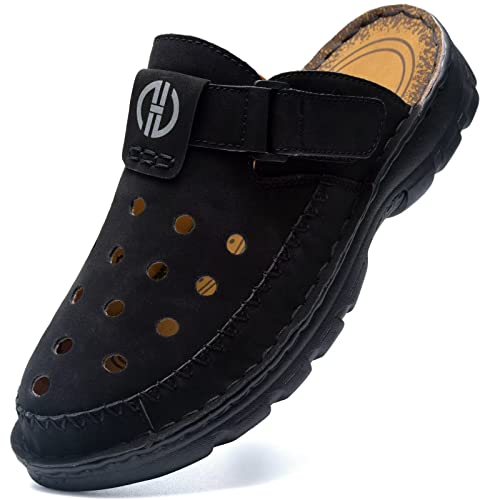 BUGUKI Sandalen Herren Leder Clogs Sommer Pantoletten Geschlossen Sandaletten Männer Gartenschuhe Schwarz Größe 40 BUGUKI Sandalen Herren Leder Clogs Sommer Pantoletten Geschlossen Sandaletten Männer Gartenschuhe Schwarz Größe 40 von BUGUKI