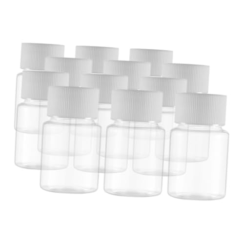 BUGUUYO 12stücke Transparente Kunststoffflaschen Leere Mit Verschluss Kappe Flaschen Medizinbehälter Container von BUGUUYO
