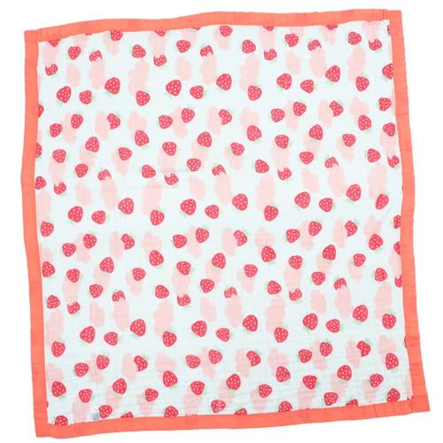 BUGUUYO Badetuch Swaddle Decke Aus Baumwolle Atmungsaktive Und Saugfähige Wickeldecke Für Neugeborene Als Bade Schlafdecke Mit Süßem Erdbeer-design von BUGUUYO