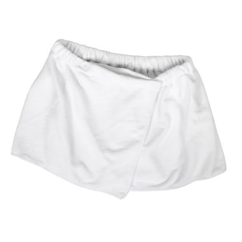 BUGUUYO Herren Dusch Wickel aus Fleece Schnell Trocknendes Badetuch mit Snap Verschluss Verstellbar für Spa Dusche College Weiß Komfortables Saugt Wasser Effizient von BUGUUYO