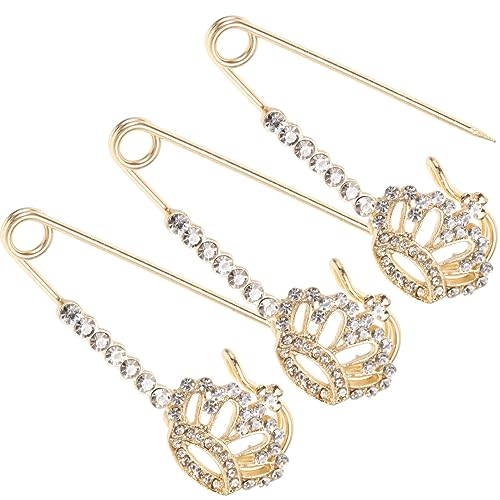 BUGUUYO Schal 3st Krone Sicherheitsnadel Cardigan-brosche Hemdklammern Retro-cardigan-clip Brosche Für Sicherheits Broschennadel Schalnadel Zinklegierung Strickjacke Fräulein Abzeichen von BUGUUYO