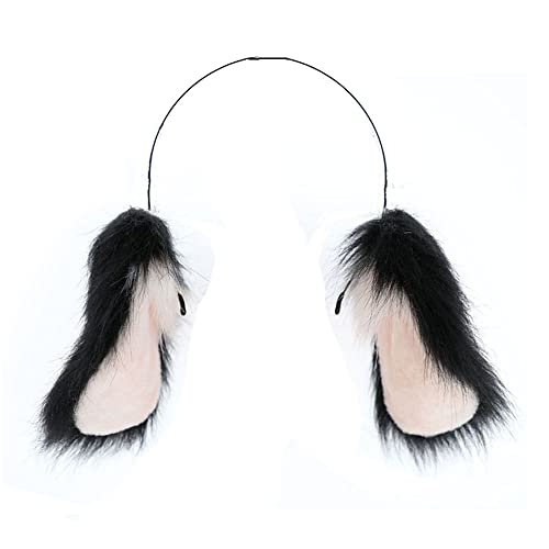 BUHIM Damen Kaninchen Cosplay Ohren Lange Pelz Ohr Nette Loppy Kaninchen Stirnband (D Schwarz) von BUHIM