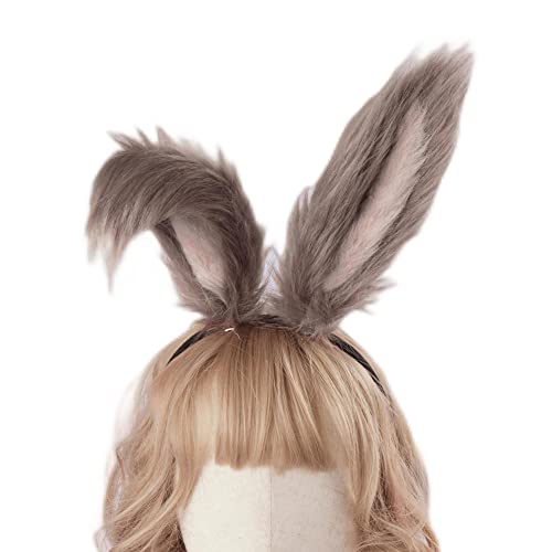 BUHIM Kaninchen Cosplay Ohren Lange Pelz Ohr Nette Loppy Kaninchen Stirnband (Tan) von BUHIM