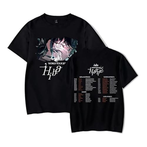 BUIWOT ADO Merch Wish Blue Rose World Tour Tshirt Crewneck Short Sleeve Tshirt Männer/Frauen Konzert Tops-Black||m von BUIWOT