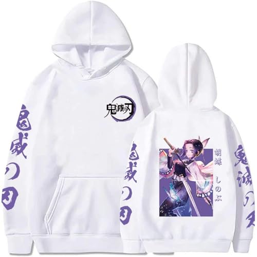 BUIWOT Herren Hoodie Langarm Damen Hoodie Shinobu Kocho Oversize Sweatshirts Cosplay Cartoon Pullover Kawaii Kleidung XS-3XL-White||l von BUIWOT
