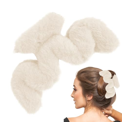 Flauschige Haarklammer | Plüsch-Haarklammer, gewellte Form, große Haarspangen, Haarschmuck für dünnes/mitteldickes Haar, langes Haar, niedliche Haarspangen für Frauen und Mädchen Bukbag von BUKBAG