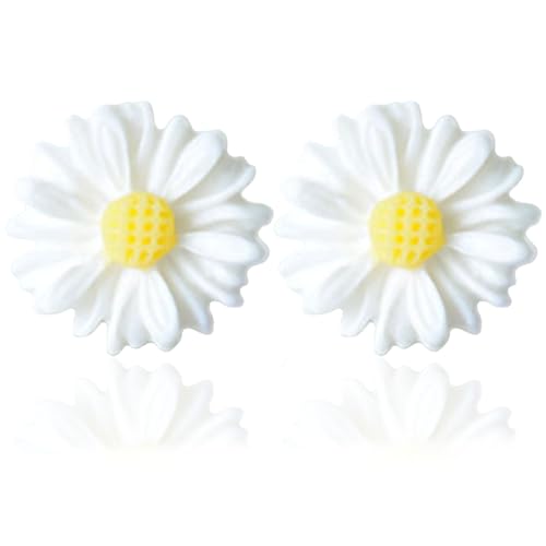 BUKEQILA Damen Ohrringe Blume Ohr Ohrstecker 925 Sterling Silber Sterling Süßes kleines Gänseblümchen Sommer Ohrschmuck Blumenschmuck Schmuck Ohrring mit Geschenkbeutel,Super Weihnachten Geschenk von BUKEQILA