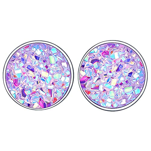 BUKEQILA Rund Damen-Ohrringe 925 Sterling Silber Zirkonia Böhmische Ohrstecker Schmuck Sternenhimmel 8.5mm Ohrringe mit Geschenkbox Muttertagsgeschenk Geschenke für Frauen von BUKEQILA