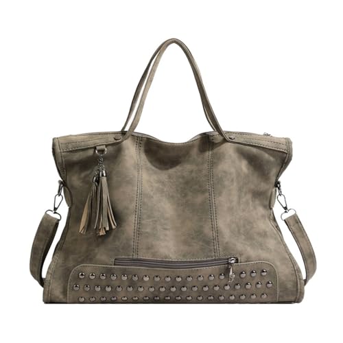 BUKESIYI Damen Tasche Handtasche Umhängetasche Schultertasche Frauen Kulturbeutel Klein PU Leder Weekender DE77350 Grau von BUKESIYI