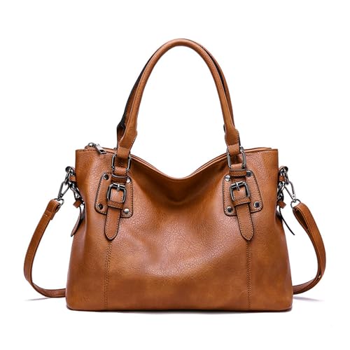 BUKESIYI Damen Tasche Handtasche Umhängetasche Schultertasche Frauen Kulturbeutel Klein PU Leder Weekender DE77433 Braun von BUKESIYI