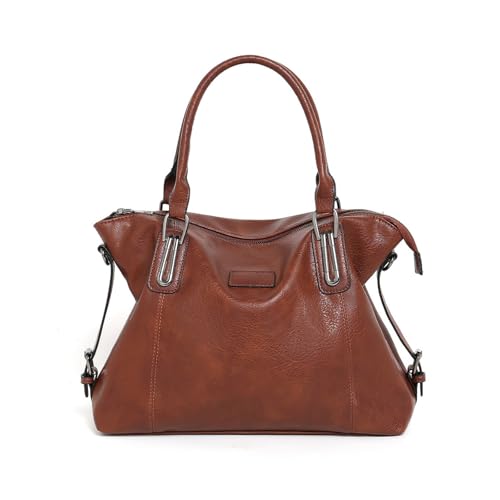 BUKESIYI Damen Tasche Handtasche Umhängetasche Schultertasche Frauen Kulturbeutel Klein PU Leder Weekender DE77447 Bräunen von BUKESIYI