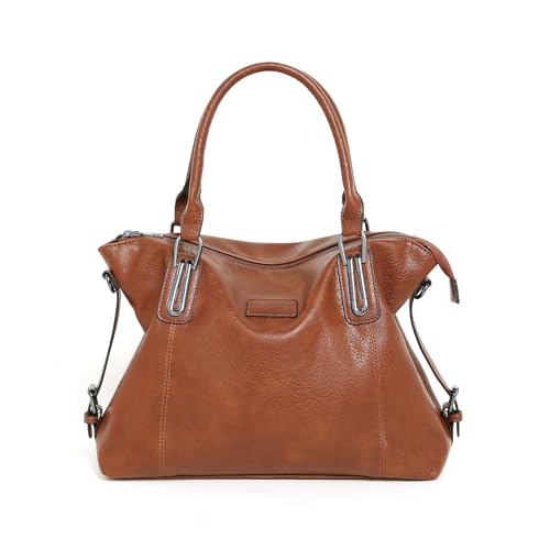 BUKESIYI Damen Tasche Handtasche Umhängetasche Schultertasche Frauen Kulturbeutel Klein PU Leder Weekender DE77447 Braun von BUKESIYI