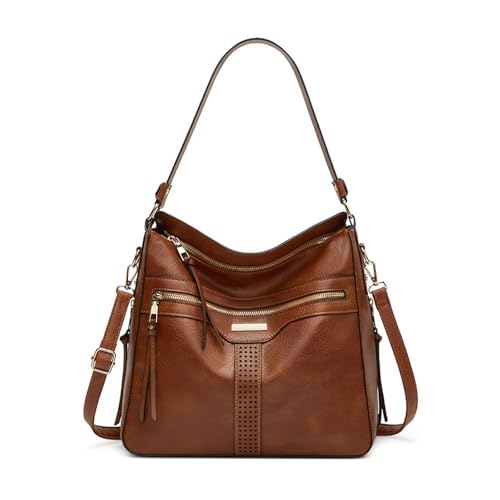 BUKESIYI Damen Tasche Handtasche Umhängetasche Schultertasche Frauen Kulturbeutel Klein PU Leder Weekender DE77448 Braun von BUKESIYI