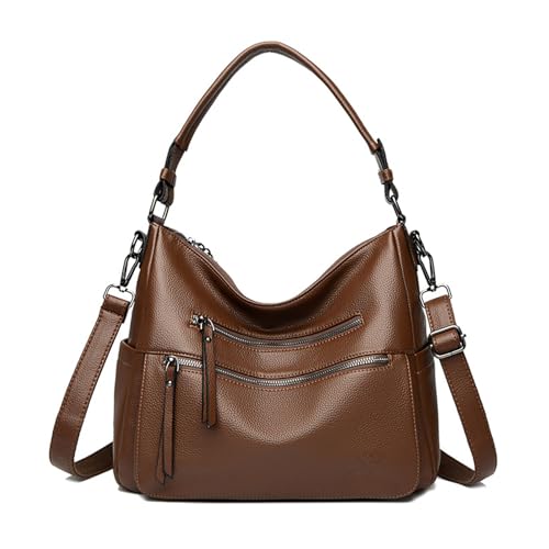 BUKESIYI Damen Tasche Handtasche Umhängetasche Schultertasche Frauen Kulturbeutel Klein PU Leder Weekender DE77449 Braun von BUKESIYI