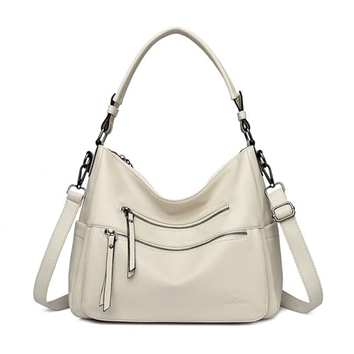 BUKESIYI Damen Tasche Handtasche Umhängetasche Schultertasche Frauen Kulturbeutel Klein PU Leder Weekender DE77449 Nicht-Gerade Weiss von BUKESIYI
