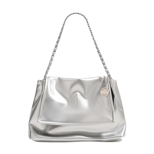 BUKESIYI Damen Tasche Handtasche Umhängetasche Schultertasche Frauen Kulturbeutel Klein PU Leder Weekender DE77459 Silber von BUKESIYI