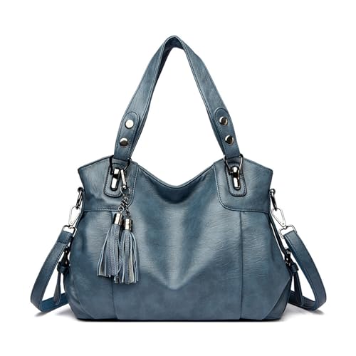 BUKESIYI Damen Tasche Handtasche Umhängetasche Schultertasche Frauen Kulturbeutel Klein PU Leder Weekender DE77464 Blau von BUKESIYI