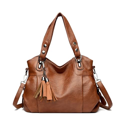 BUKESIYI Damen Tasche Handtasche Umhängetasche Schultertasche Frauen Kulturbeutel Klein PU Leder Weekender DE77464 Braun von BUKESIYI