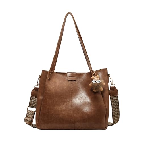BUKESIYI Damen Tasche Handtasche Umhängetasche Schultertasche Frauen Kulturbeutel Klein PU Leder Weekender DE77468 Braun von BUKESIYI
