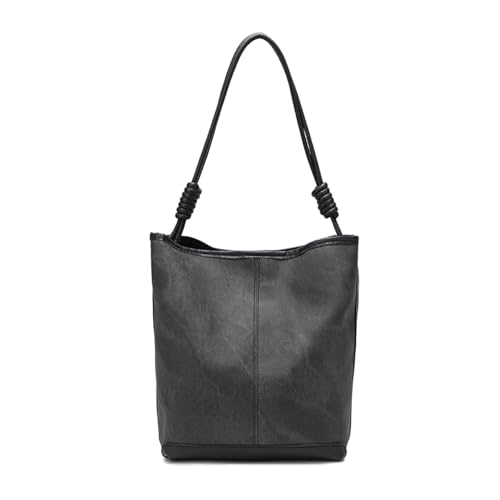 BUKESIYI Damen Tasche Handtasche Umhängetasche Schultertasche Frauen Kulturbeutel Klein PU Leder Weekender DE77469 Schwarz von BUKESIYI
