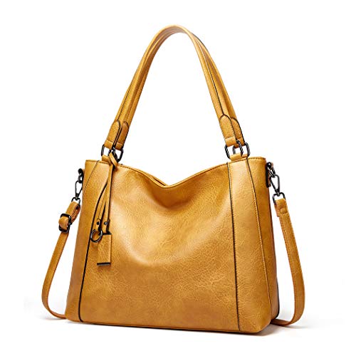 BUKESIYI Damen Tasche Handtasche Umhängetasche Schultertasche Frauen Kulturbeutel Weekender Klein PU Leder DE77141 Gelb von BUKESIYI