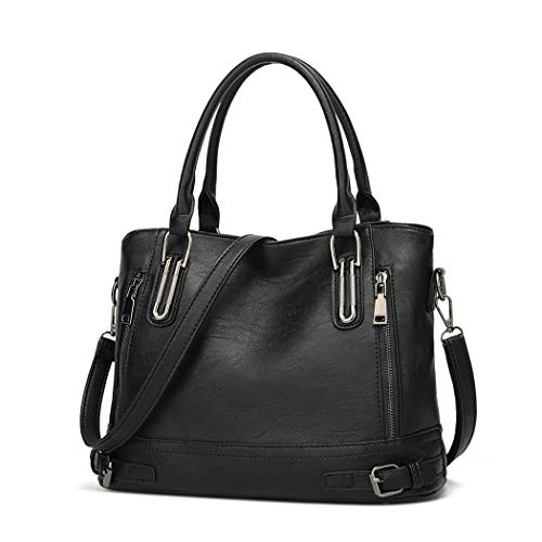 BUKESIYI Damen Tasche Handtasche Umhängetasche Schultertasche Frauen Kulturbeutel Weekender Klein PU Leder DE77212 Schwarz von BUKESIYI