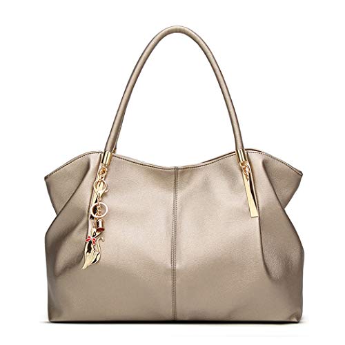 BUKESIYI Damen Tasche Handtasche Umhängetasche Schultertasche Frauen Kulturbeutel Weekender Klein PU Leder DE77218 Gold von BUKESIYI