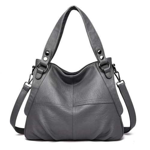 BUKESIYI Damen Tasche Handtasche Umhängetasche Schultertasche Frauen Kulturbeutel Weekender Klein PU Leder DE77312 Grau von BUKESIYI