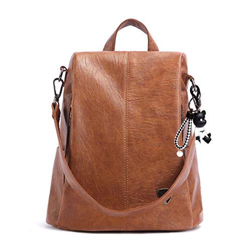 BUKESIYI Damen Tasche Rucksack Handtasche Frauen backpack Klein Anti Diebstahl Schulrucksack Laptop Weekender PU Leder DE78134 Braun von BUKESIYI