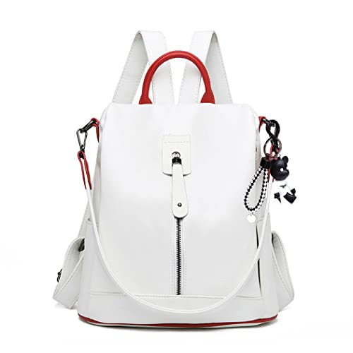 BUKESIYI Damen Tasche Rucksack Handtasche Frauen backpack Klein Anti Diebstahl Schulrucksack Laptop Weekender PU Leder DE78158 Nicht-Gerade Weiss von BUKESIYI