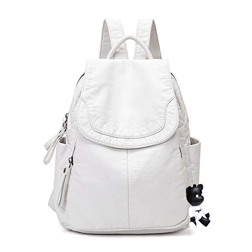 BUKESIYI Damen Tasche Rucksack Handtasche Frauen backpack Klein Anti Diebstahl Schulrucksack Laptop Weekender PU Leder DE78179 Perlweiss von BUKESIYI